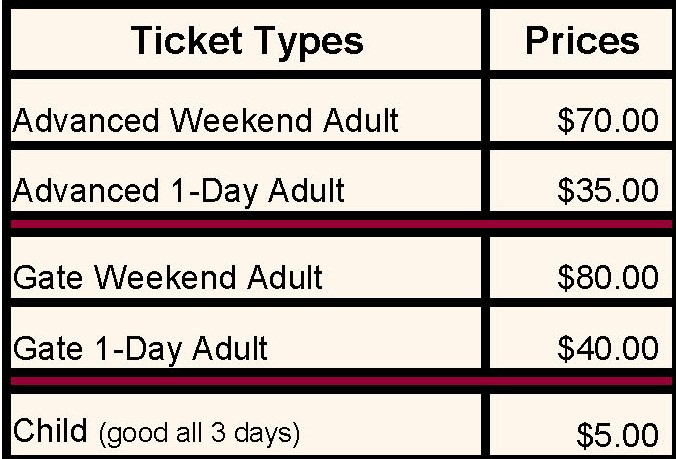 2023 Folk Festival Ticket Price Chart 