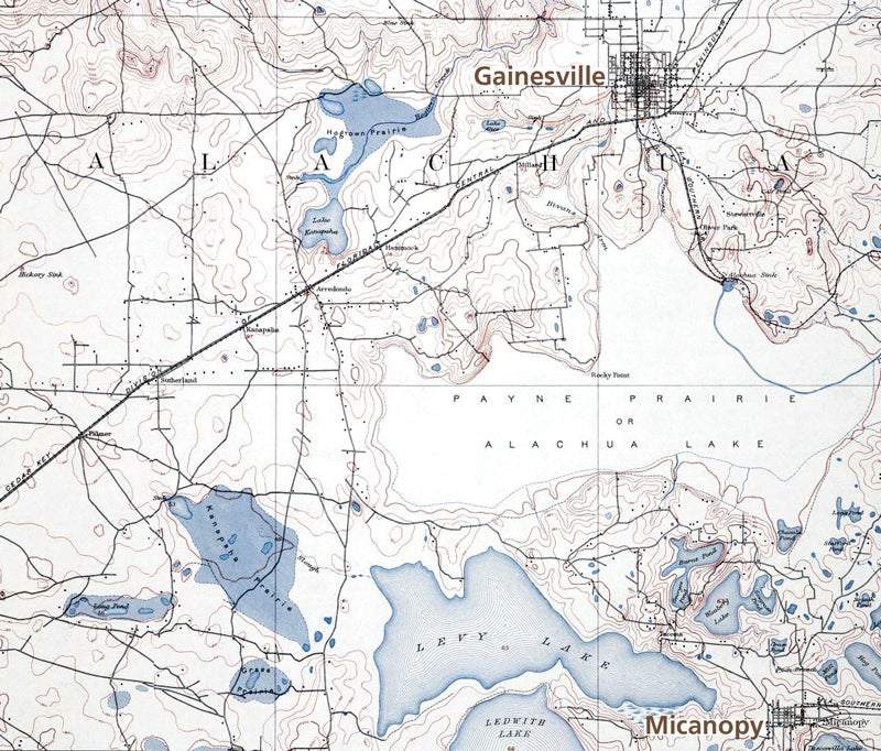 Map of the Gainesville-Hawthorne State Trail