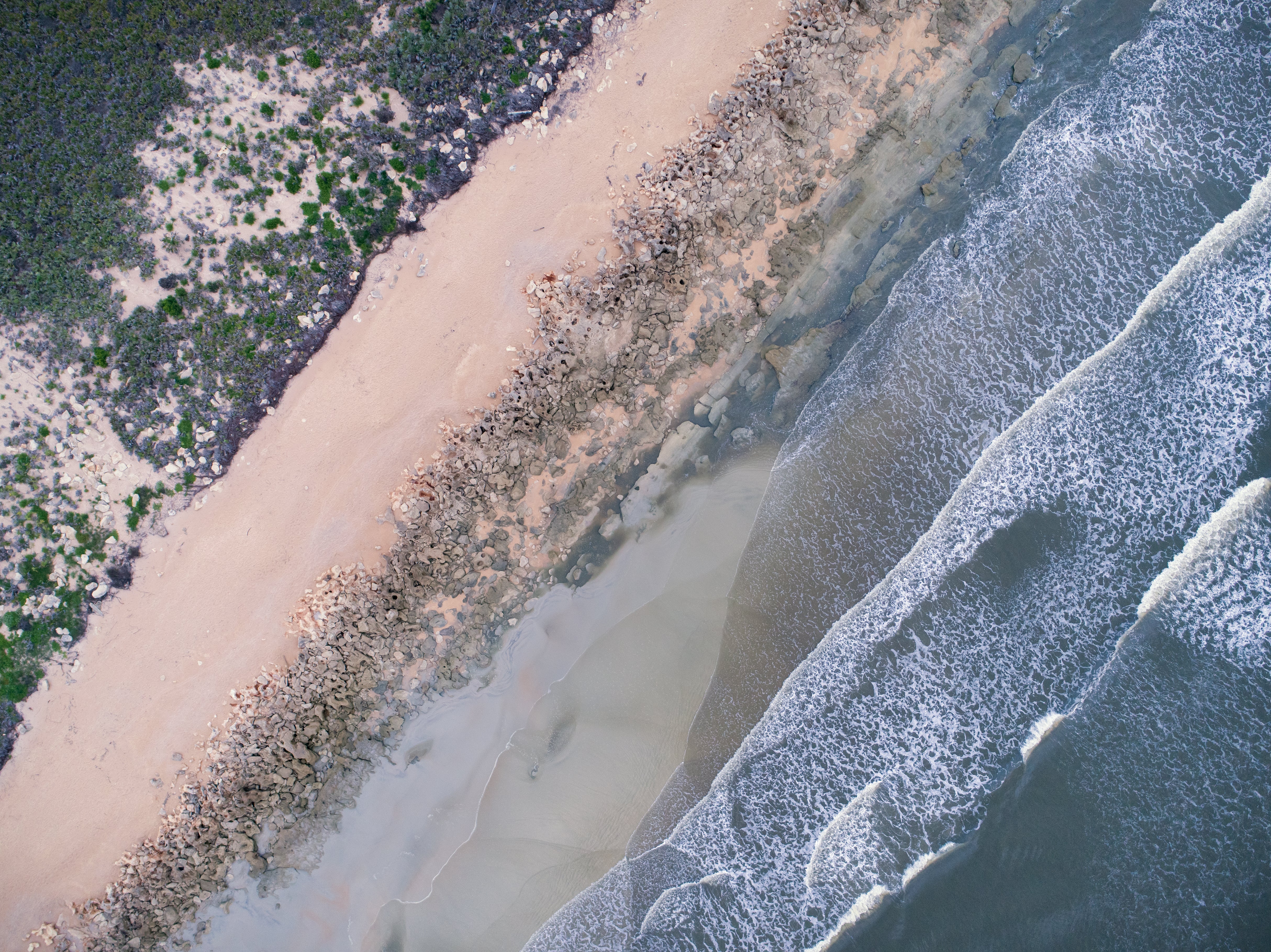 Aerial view of Coquina Rocks and shoreline of Washington Oaks