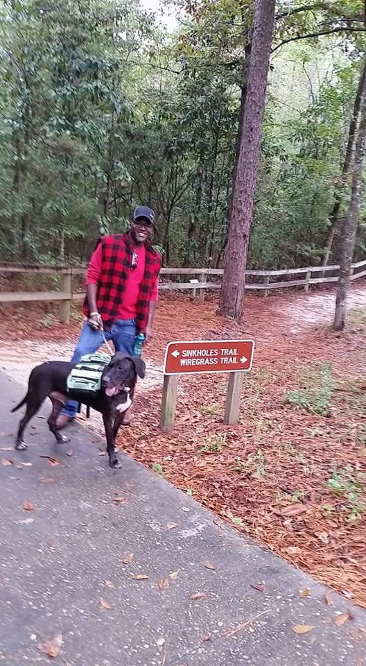 Walking dog on a trail at Falling Waters