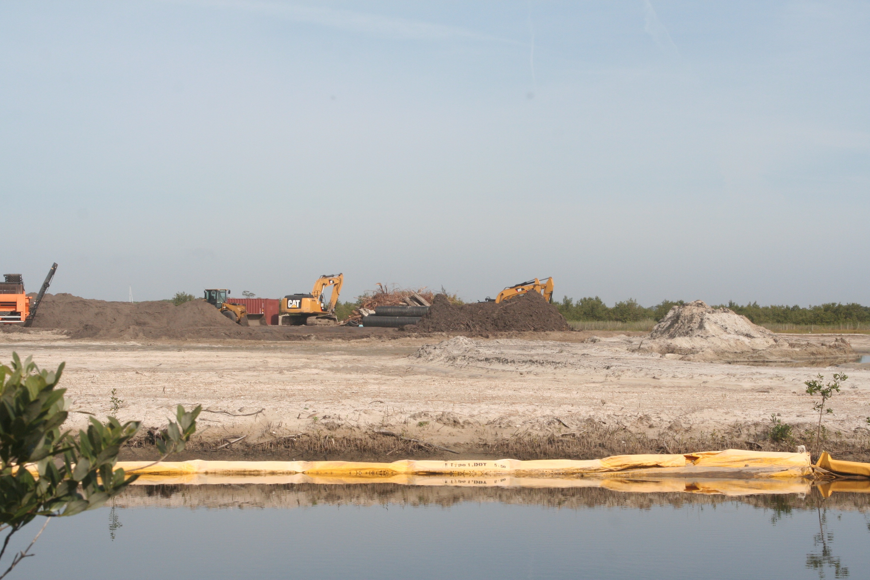 Construction with clearing vegetation for salt marsh restoration