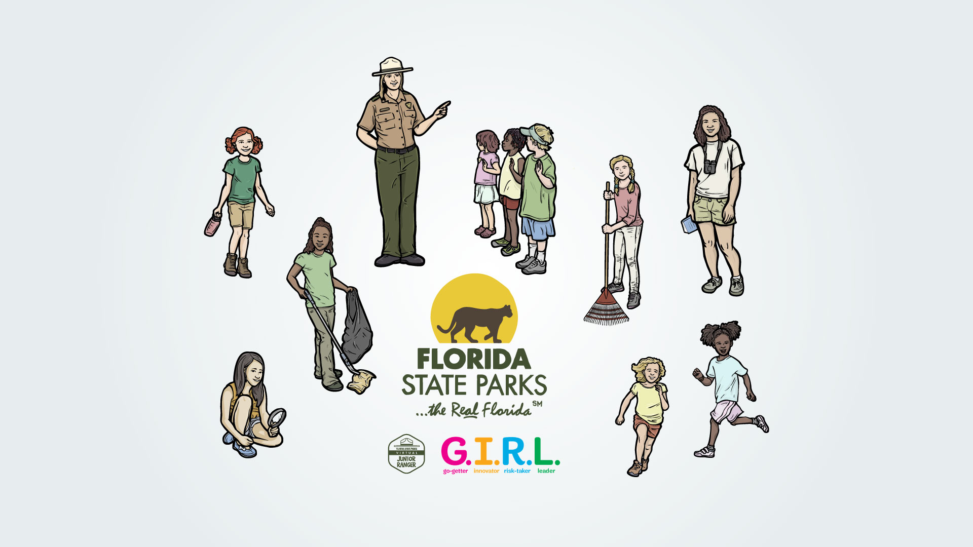 FPS Logo and G.I.R.L surrounded by drawings 