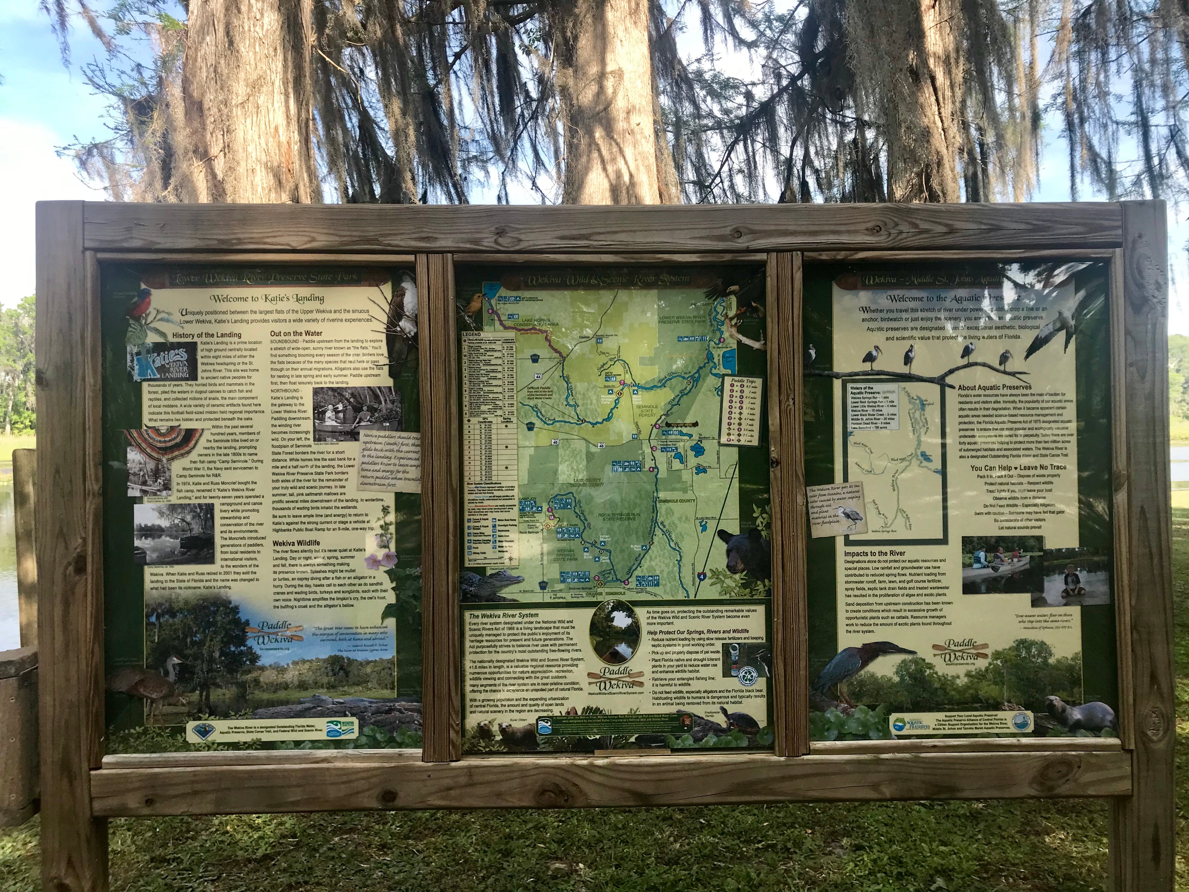 Interpretive kiosk at Katies Landing