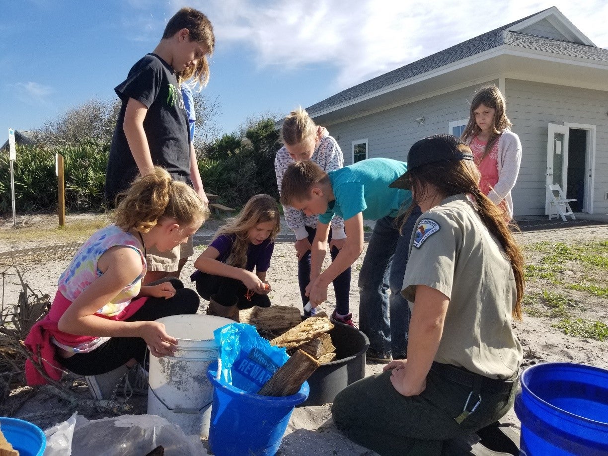 A group of Junior Rangers in Anastasia State Park. 