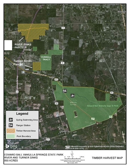 Map of Edward Ball Wakulla Springs State Park, showing the location of each parcel.