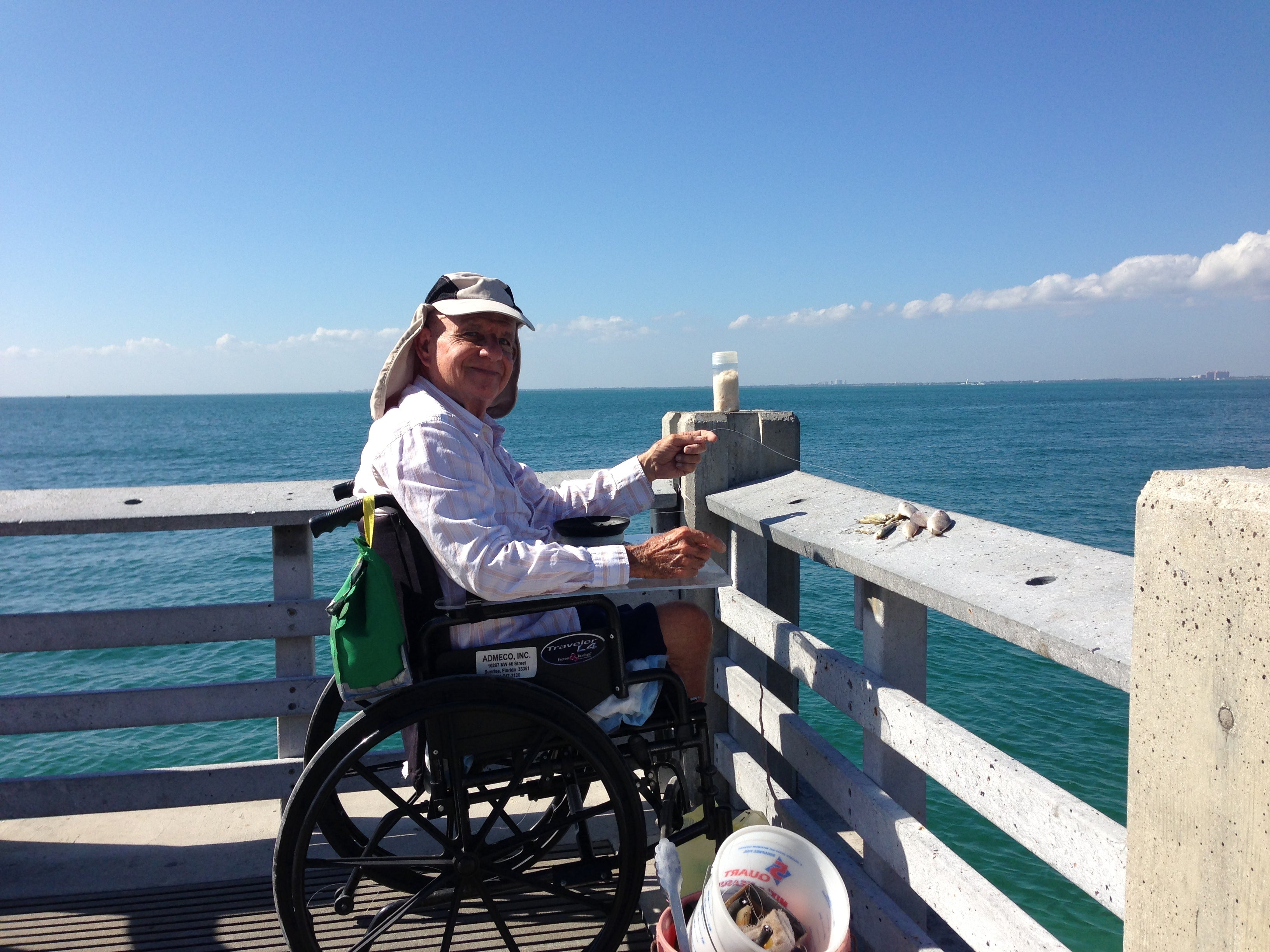 Rubin Orta, on the pier fishing.
