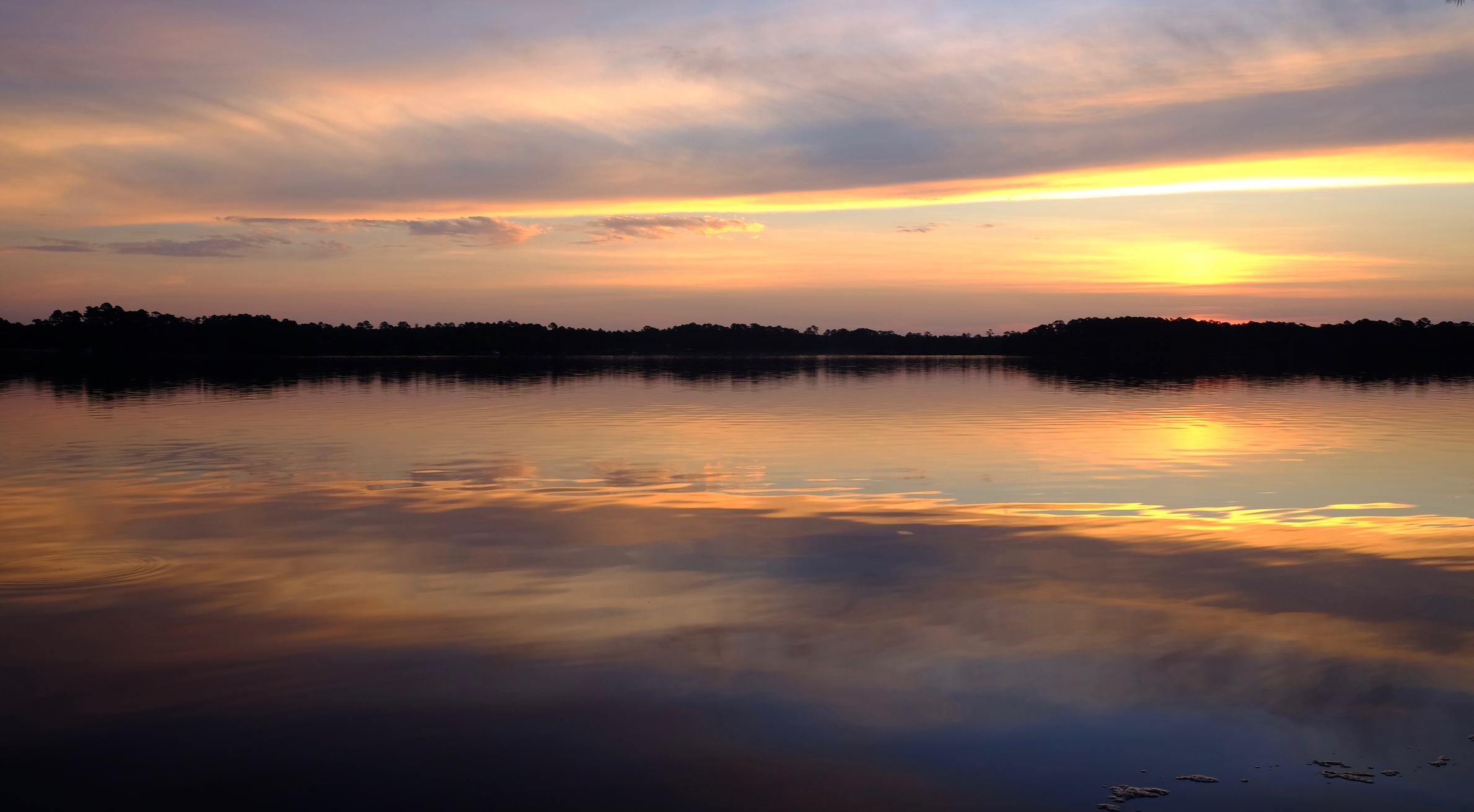 Sunrise over the lake at Rocky Bayou