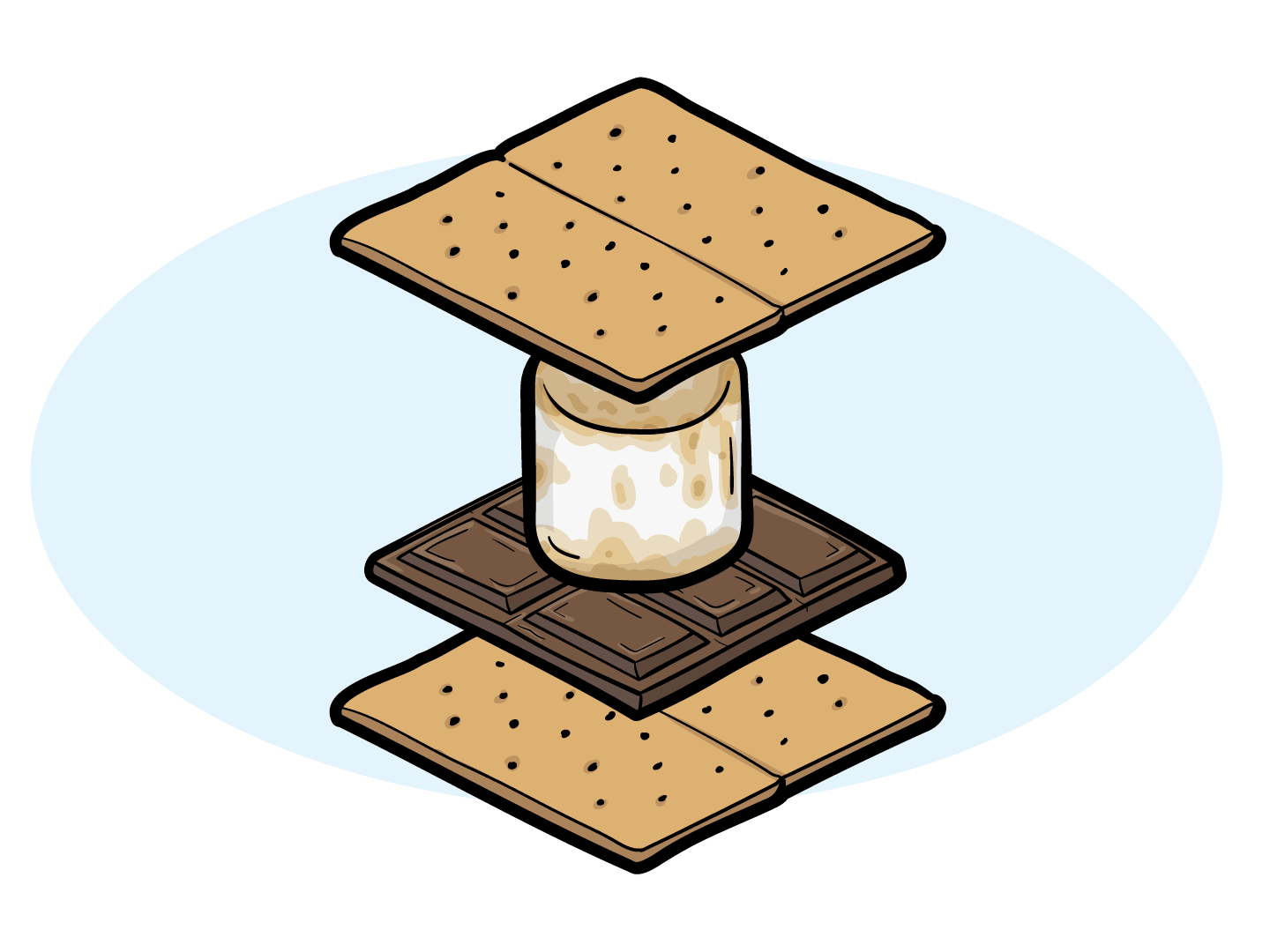 GIF of a S'more coming together