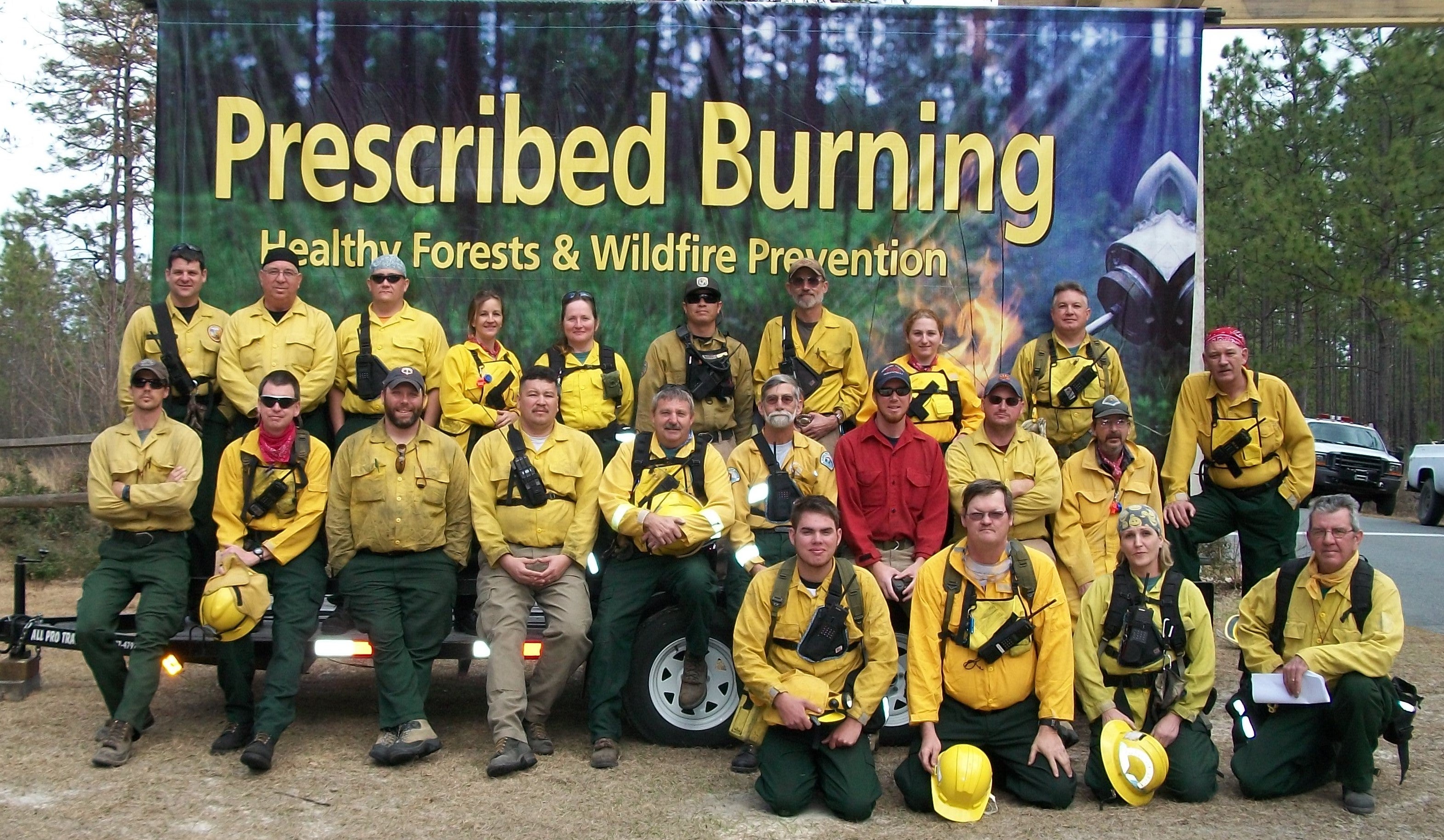 The fire team posing for a group picture.