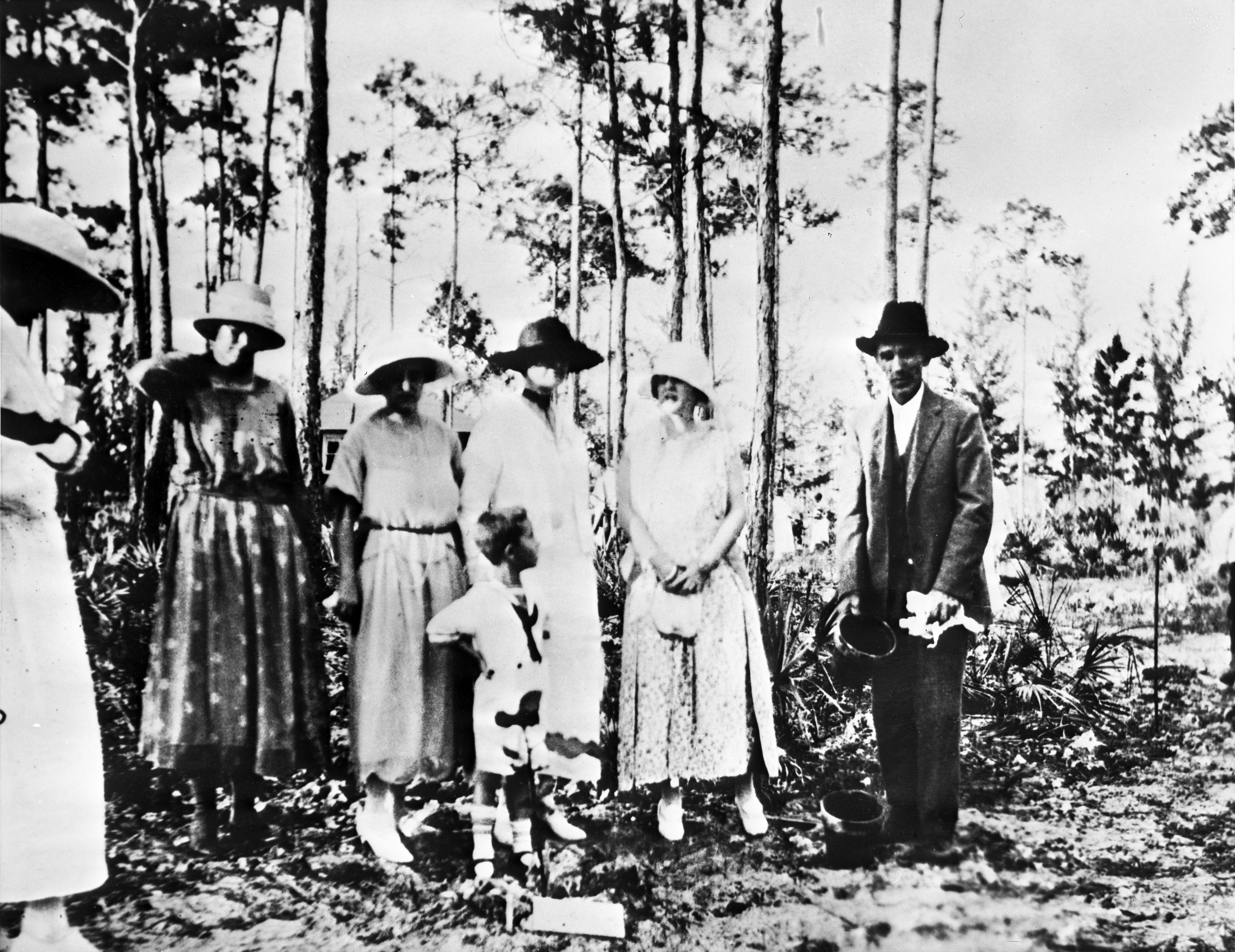 Marjory (third woman from the left) plants trees in Miami with the Women’s Club, circa 1930