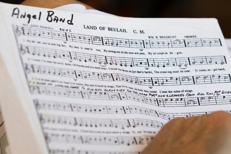 a page of sheet music with the title "land of beulah"