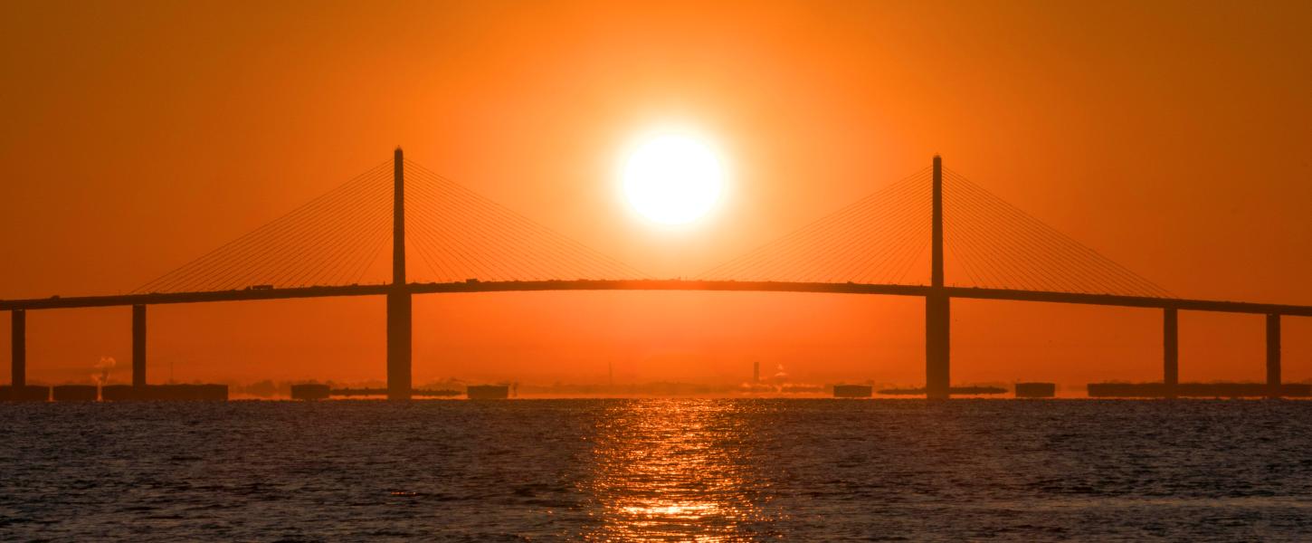 A view of the pier at sunset.