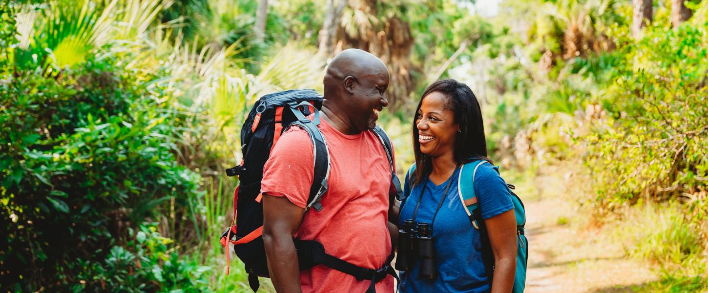 Couple Hiking at Tomoka State Park