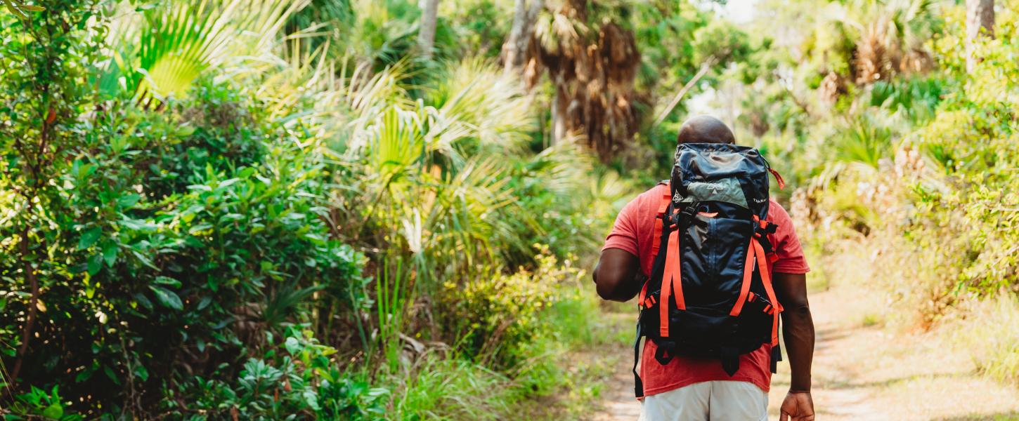 Hiker on the Tomoka Trail