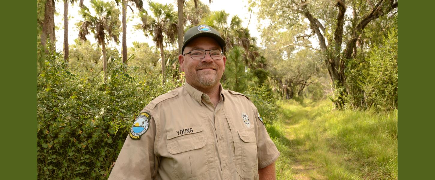 Park Ranger David on the historical Old Marco Road.
