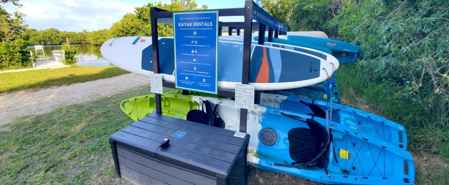Kayak and Standup paddleboard rental kiosk at the Blackwater River