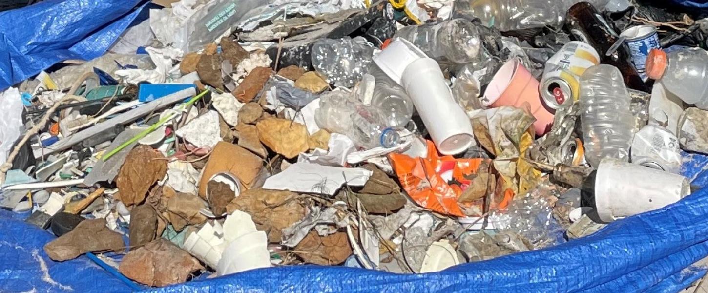 Plastics gathered during a litter cleanup event.