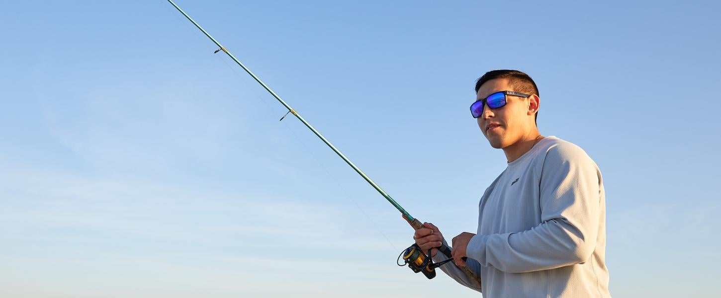 Man fishing on beach