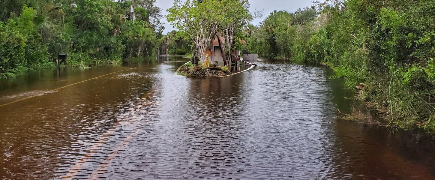 flood water from Hurricane Ian at the ranger station.