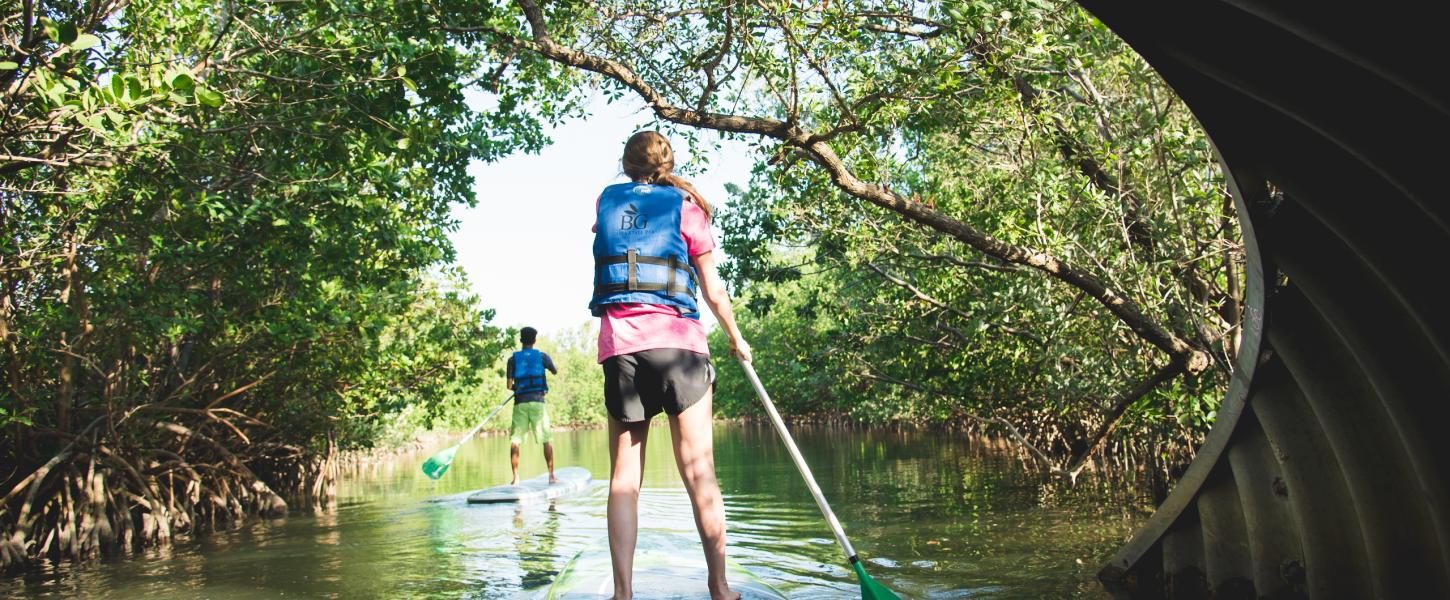 Stand up Paddleboarders paddle through Oleta River