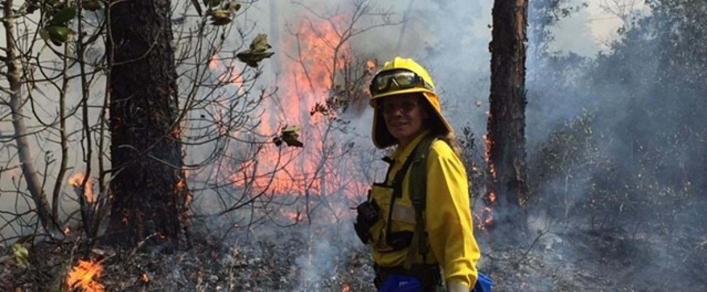 Park Ranger Nicole Finen during prescribed fire