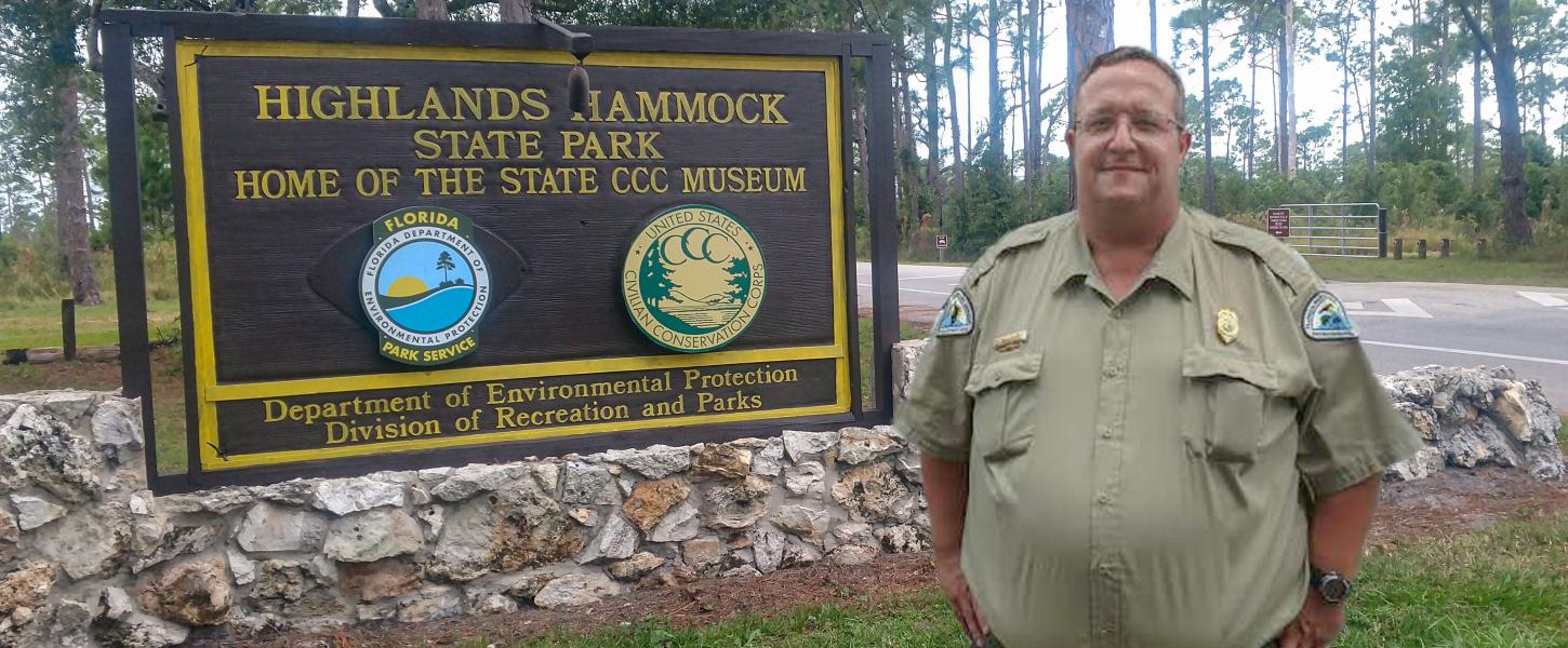 Park Manager Morgan Tyrone at HHSP Park Entrance