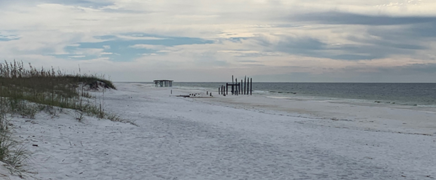 The white sands of Shell Island facing the Gulf of Mexico