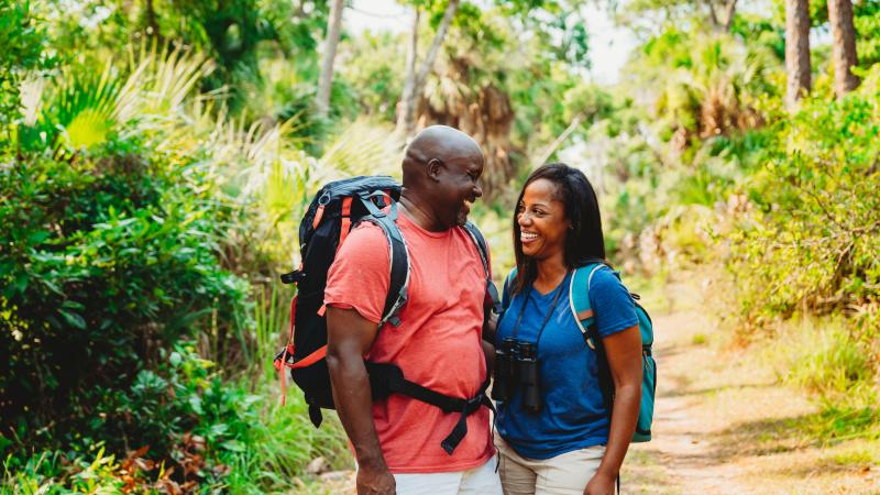 Couple Hiking at Tomoka State Park