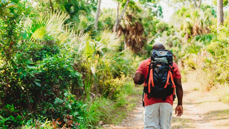 Hiker on the Tomoka Trail