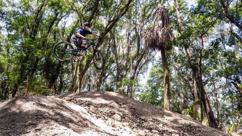 Mountain Biker on a bike track at Alafia River State Park