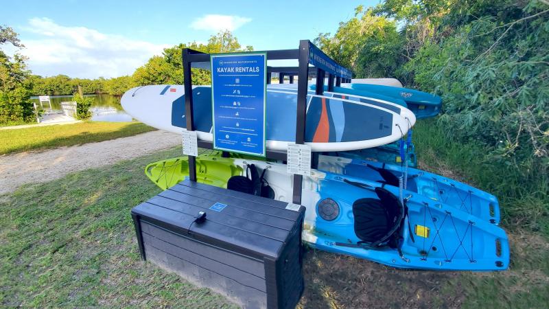 Kayak and Standup paddleboard rental kiosk at the Blackwater River