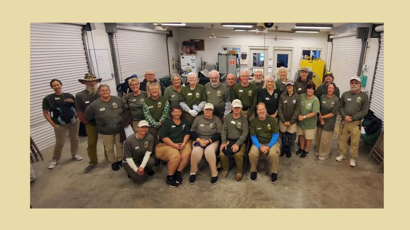 Group of volunteers at Collier-Seminole State Park pose for a photo.