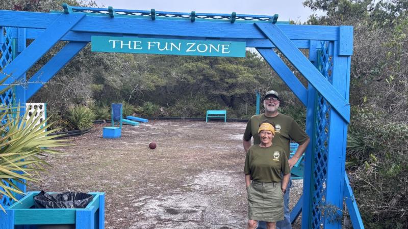 Dan and Patti Price in front of the Fun Zone.