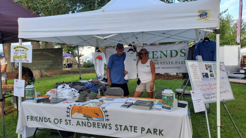 Friends of St. Andrews State Park Vice President, David Brooks, pictured with member at large, Karen Fitzsimons at booth