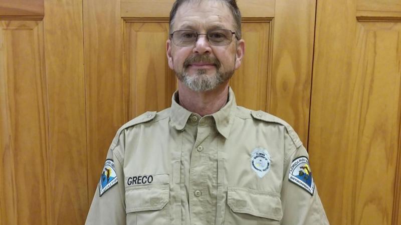 Park Services Specialist Gerard Greco in the Trail Visitor Center. 