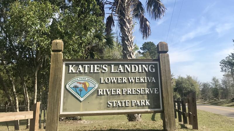 Sign of Katies Landing entrance 