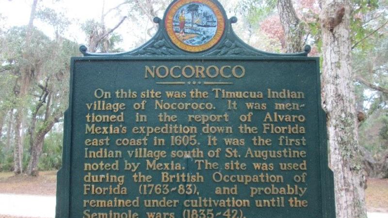 Interpretive sign about the Nocoroco village