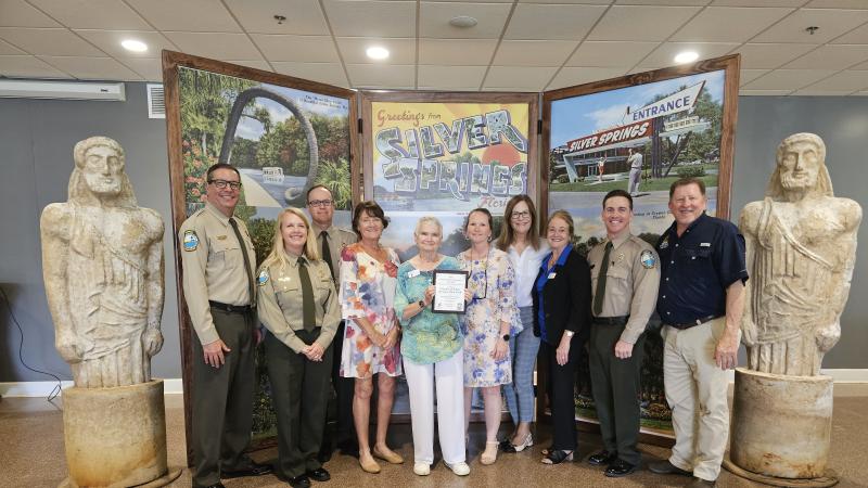 Volunteer receiving award.