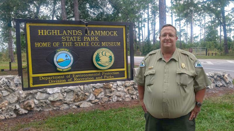 Park Manager Morgan Tyrone at HHSP Park Entrance