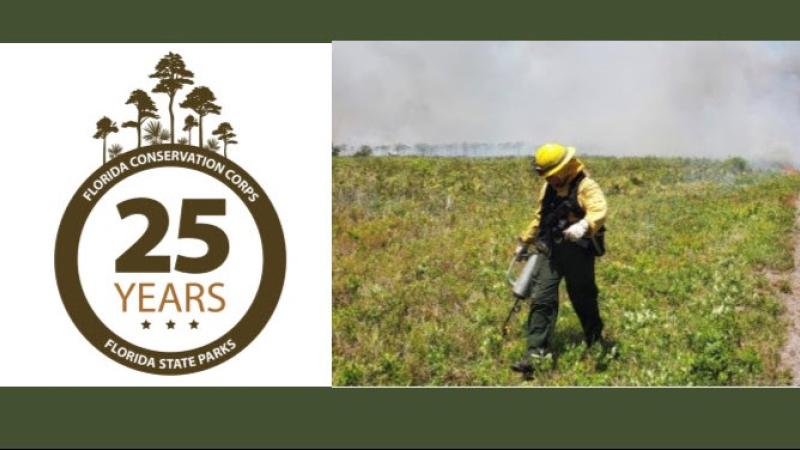 Allison Callis works on a prescribed fire at Myakka River State Park.