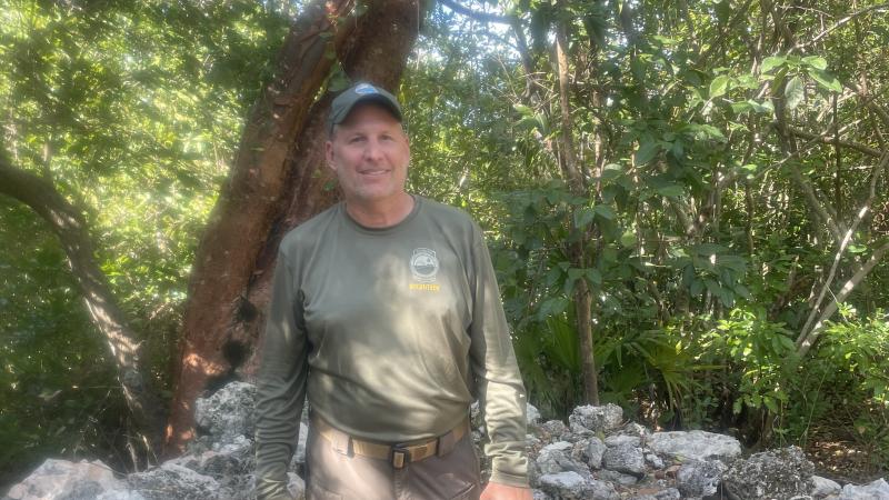 Dave Wolfe stands in the Hammock at Lignumvitae Key