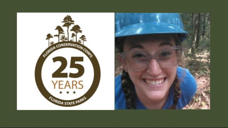 FLCC anniversary logo and Megan Greene.