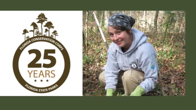 Lauren Natwick works to remove non-native plants.