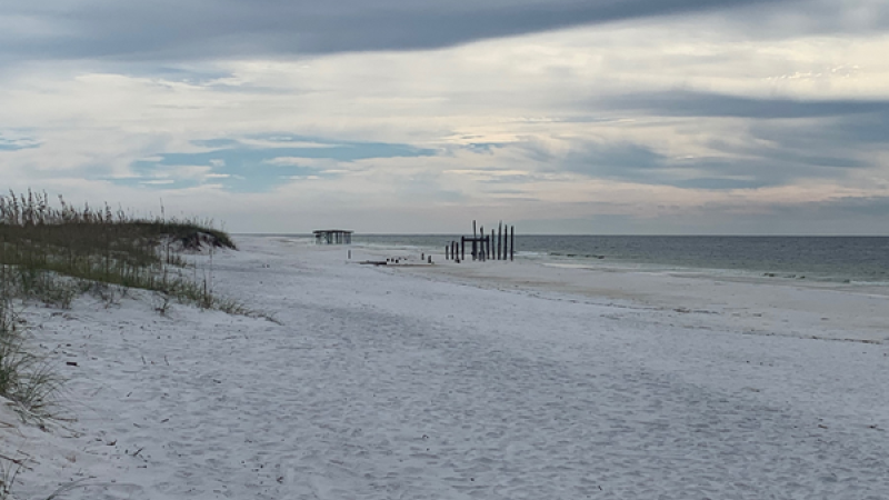 The white sands of Shell Island facing the Gulf of Mexico