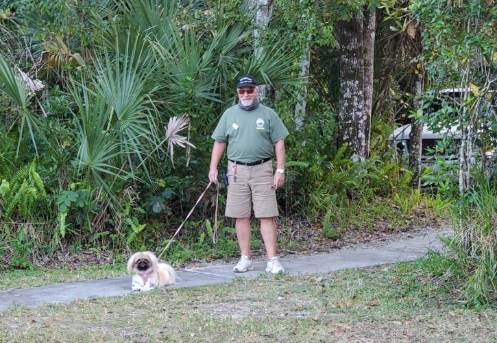 man walking his dog