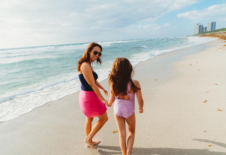 Mother and Child on Beach