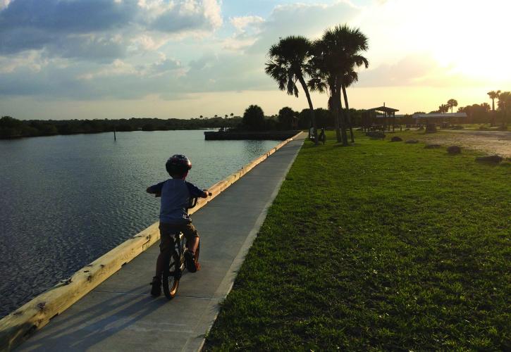 Child riding bicycle