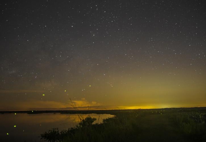 A view of the starry sky at dusk.