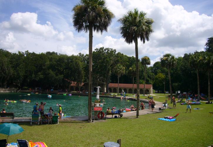 A view of all the guests enjoying the springs