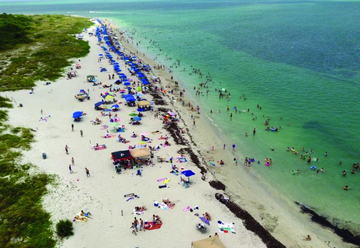 Picture of beach from above